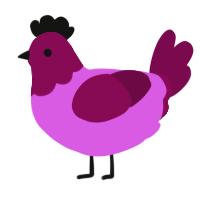 dada, a orchid and wine chicken with a head pattern