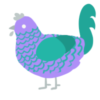 Mermaid, a lilac and turquoise chicken with a lace pattern