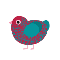 (unnamed), a crimson and teal chicken with a double-lace pattern