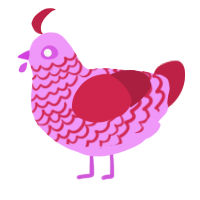 Fabuloso, a lavender and crimson chicken with a lace pattern