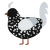 Asteroid Belt, a black and mist chicken with a speckle pattern