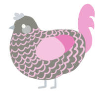 Granny Plum, a ash and pink chicken with a lace pattern