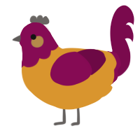 Katsup, a orange and wine chicken with a head pattern