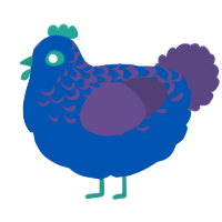 Sea Foam, a ultramarine and overcast chicken with a half-lace pattern