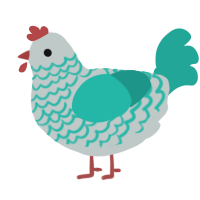 (unnamed), a silver and turquoise chicken with a lace pattern