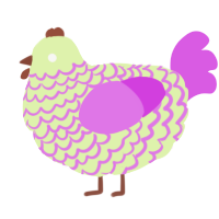 Fluttershy, a apple and orchid chicken with a lace pattern