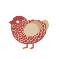 Profusion of Flowers, a red and beige chicken with a lace pattern