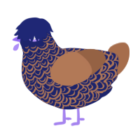 damasco, a navy and brown chicken with a double-lace pattern