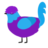 DeepDark, a violet and sky chicken with a head pattern