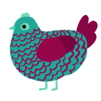 (unnamed), a turquoise and maroon chicken with a lace pattern