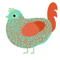 SasaNuru, a mint and vermilion chicken with a double-lace pattern