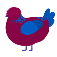 (unnamed), a maroon and ultramarine chicken with a neck-speckle pattern