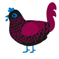 shadowy and ominous, a sable and maroon chicken with a lace pattern