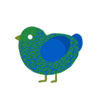 Gills, a viridian and ultramarine chicken with a double-lace pattern