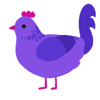 another grape, a blurple and indigo chicken with a neck-speckle pattern