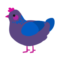 dusk, a overcast and ultramarine chicken with a neck-speckle pattern