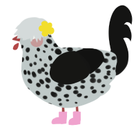 Deep Water, a silver and black chicken with a speckle pattern