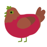 Choco Cherry, a crimson and russet chicken with a head pattern