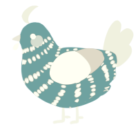 Cream Clouds, a cerulean and silver chicken with a bar pattern