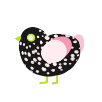 Supernova, a sable and rose chicken with a speckle pattern