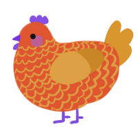 Mello, a vermilion and orange chicken with a lace pattern