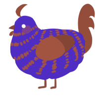 (unnamed), a indigo and russet chicken with a bar pattern