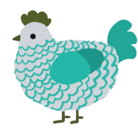 Winter, a mist and turquoise chicken with a lace pattern