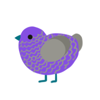 GREYBLO, a blurple and ash chicken with a lace pattern