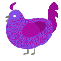 Aubergine, a blurple and plum chicken with a double-lace pattern