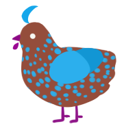 Specimen, a russet and sky chicken with a speckle pattern