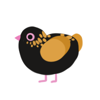 Pumpkin, a sable and orange chicken with a neck-speckle pattern