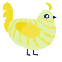 onion, a apple and yellow chicken with a bar pattern