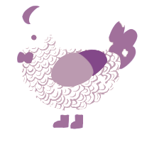 A white and blurple chicken with a double-lace pattern