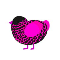 Neon Lights, a sable and fuchsia chicken with a lace pattern