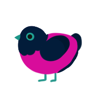 Crow, a fuchsia and tumblr chicken with a head pattern