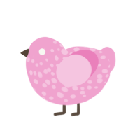 Velveteen Babydoll, a pink chicken with a speckle pattern