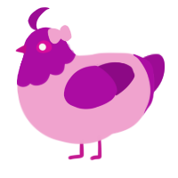 phoebe, a pink and plum chicken with a head pattern