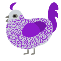 Lou, a mist and violet chicken with a double-lace pattern