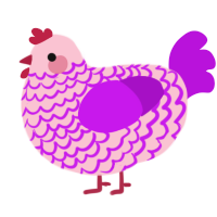 knitting, a rose and amethyst chicken with a lace pattern