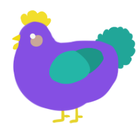 Easter, a blurple and turquoise chicken