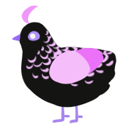 F15H1G1, a black and lavender chicken with a half-lace pattern