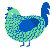 Firework, a spring and ultramarine chicken with a lace pattern