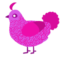 Em, a orchid and fuchsia chicken with a double-lace pattern