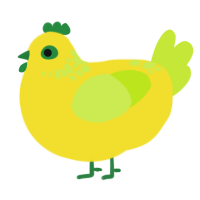 (unnamed), a yellow and lime chicken with a neck-speckle pattern