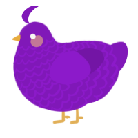 THE TRUE ORPHAN, a violet chicken with a lace pattern