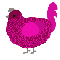 Happy New Year, a maroon and fuchsia chicken with a double-lace pattern