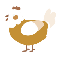 Collective Lovechild, a gold and cream chicken with a head pattern