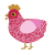 Syrup, a crimson and pink chicken with a double-lace pattern