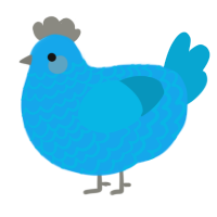 Twits, a sky and cerulean chicken with a lace pattern