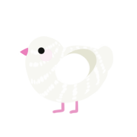 Kiss, a white chicken with a bar pattern